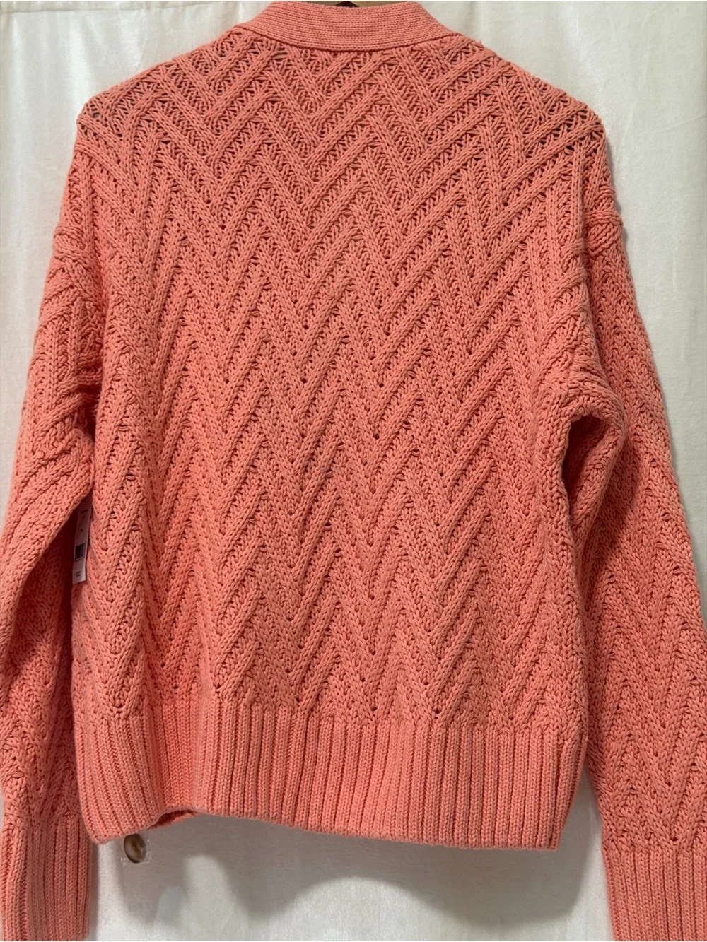 dip Coral Knit Chevron Button-Front Cardigan